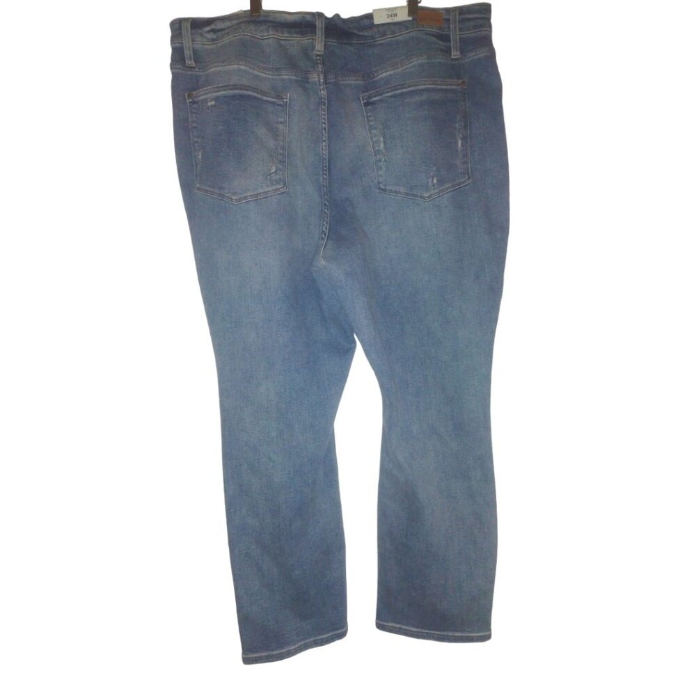 Judy Blue High Waist Heavy Destroyed Distressed Straight Fit Denim Jeans NWT 24W - Picture 2 of 11